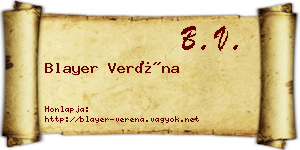 Blayer Veréna névjegykártya